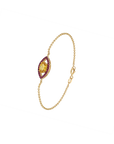 Pulseira com Safira Oval e Rubis em Ouro Amarelo 18k