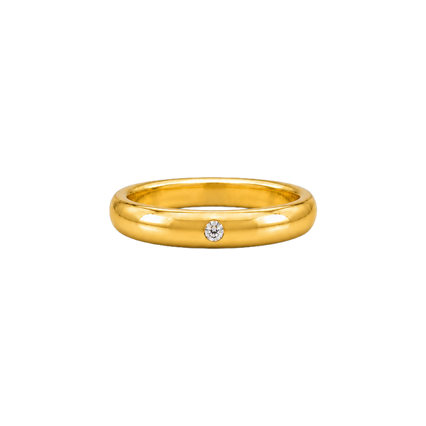 Aliança de casamento Ponto de Luz meia cana 4,0 mm em ouro 18k