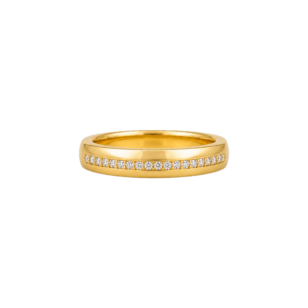 Aliança Constelação Plana Reta 4,0 mm com diamantes em ouro 18k