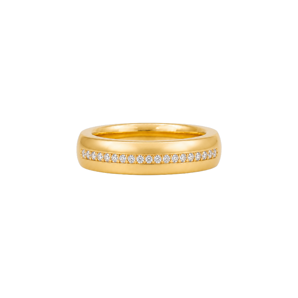 Aliança Constelação Plana Reta 5,0 mm com diamantes em ouro 18k