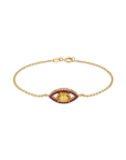 Pulseira com Safira Oval e Rubis em Ouro Amarelo 18k