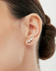 Brinco em Ouro Branco 18k com Brilhantes e Diamantes Navete