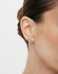 Brinco em Ouro Branco 18k com Brilhantes e Diamantes Navete