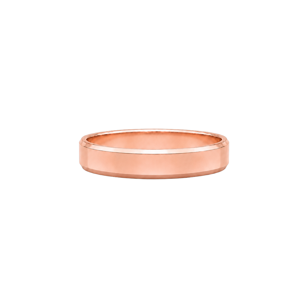 Aliança Prisma Chanfrada 4,00 mm em ouro 18k