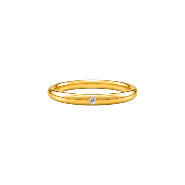 Aliança de casamento Ponto de Luz meia cana 2,0 mm em ouro 18k