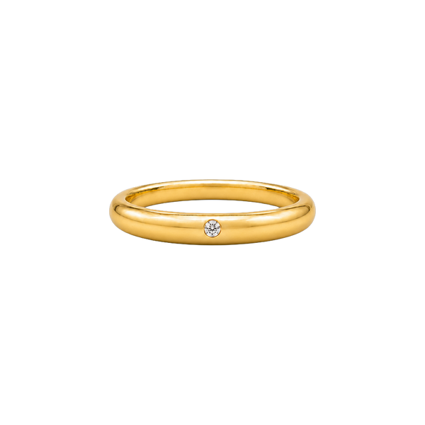 Aliança de casamento Ponto de Luz meia cana 3,0 mm em ouro 18k