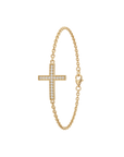 Pulseira Cruz com Diamantes em Ouro Amarelo 18k